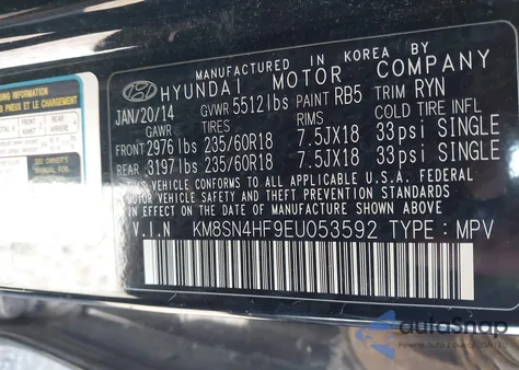 2014 Hyundai Santa Fe Limited из США, поврежденный, VIN KM8SN4HF9EU053592